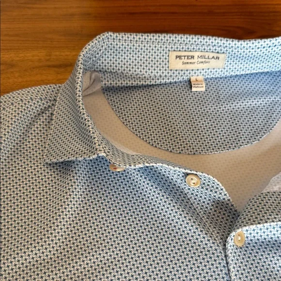 Peter Millar Light Blue Patterned Polo - Picture 3 of 7